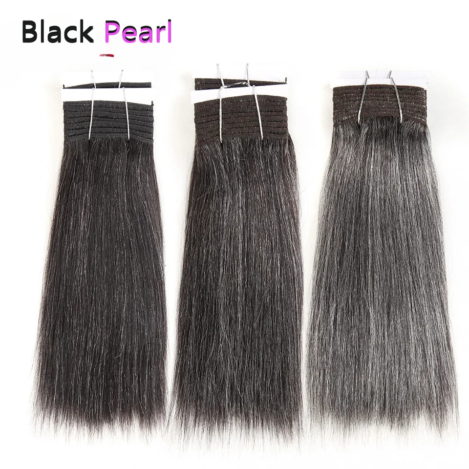 Elegante Yaki feixes de cabelo cinza reto pacotes de tecer cabelo brasileiro cinza prateado # 44 # 34 51 #   Para extensões de cabelo humano Remy preto