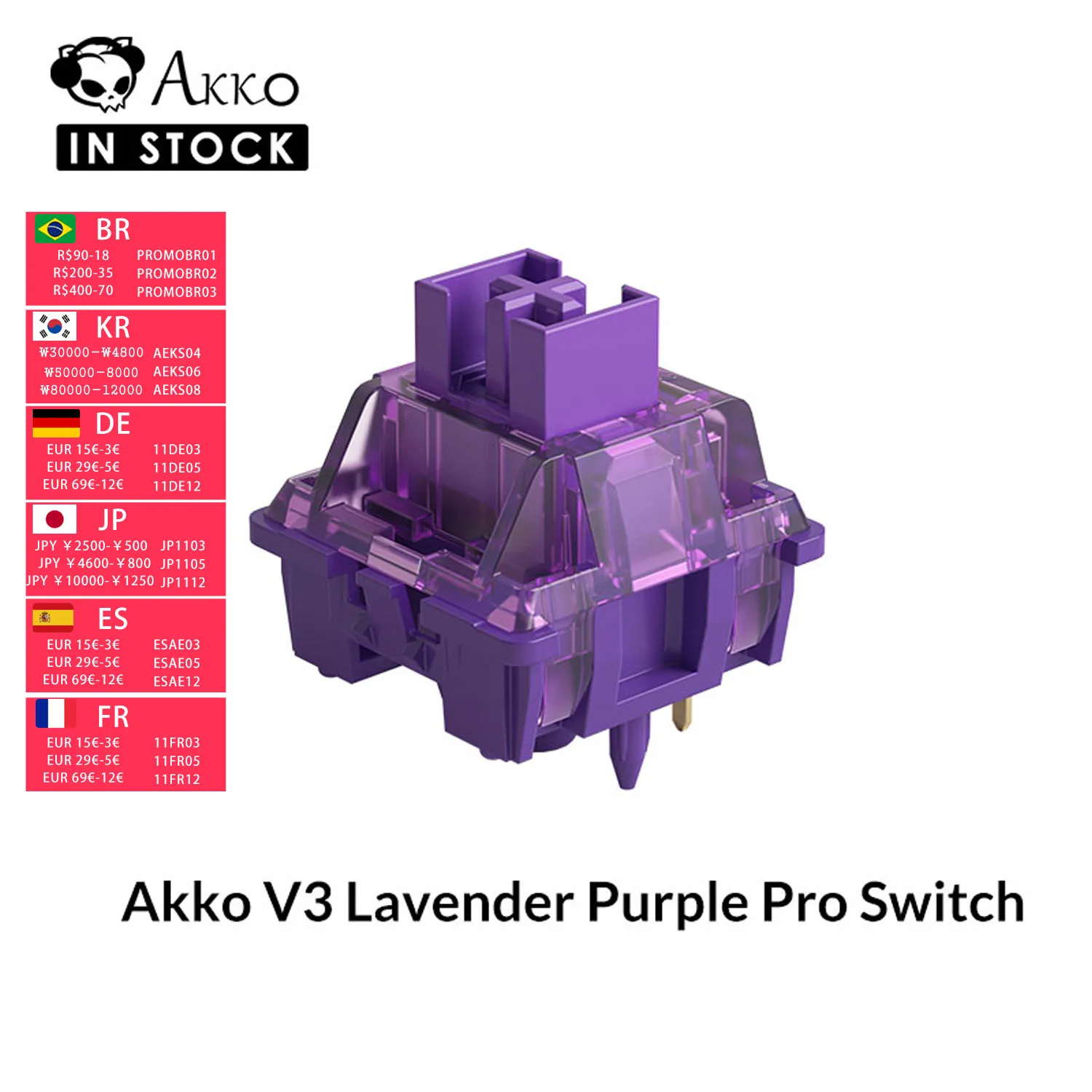 Akko V3 Pro Lavendel Lila Schalter 5 Pin 40gf Taktiler Schalter mit stabilem staubdichtem Schaft für Mx mechanische Tastatur (45 Stück)