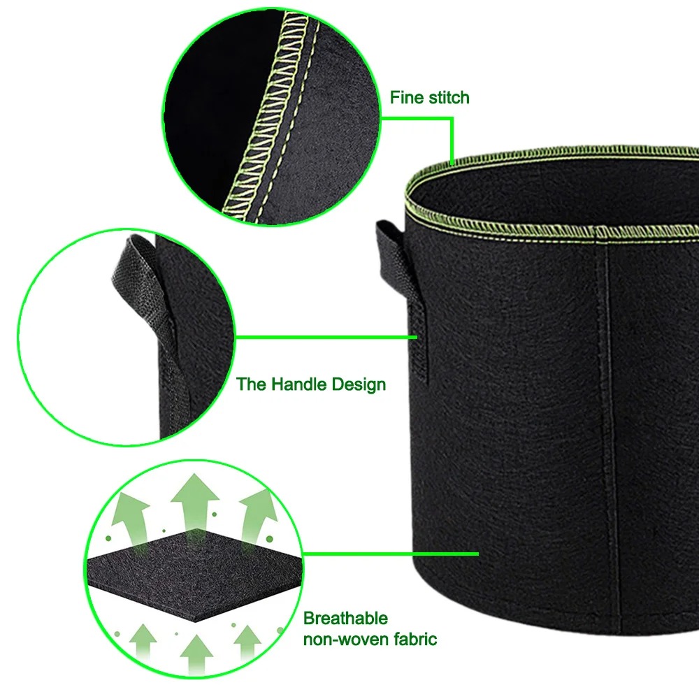 3 sacos de vegetais/flor/plantas dos pces 1 galão engrossado não-tecido crescer sacos vasos de tecido de aeração com alças