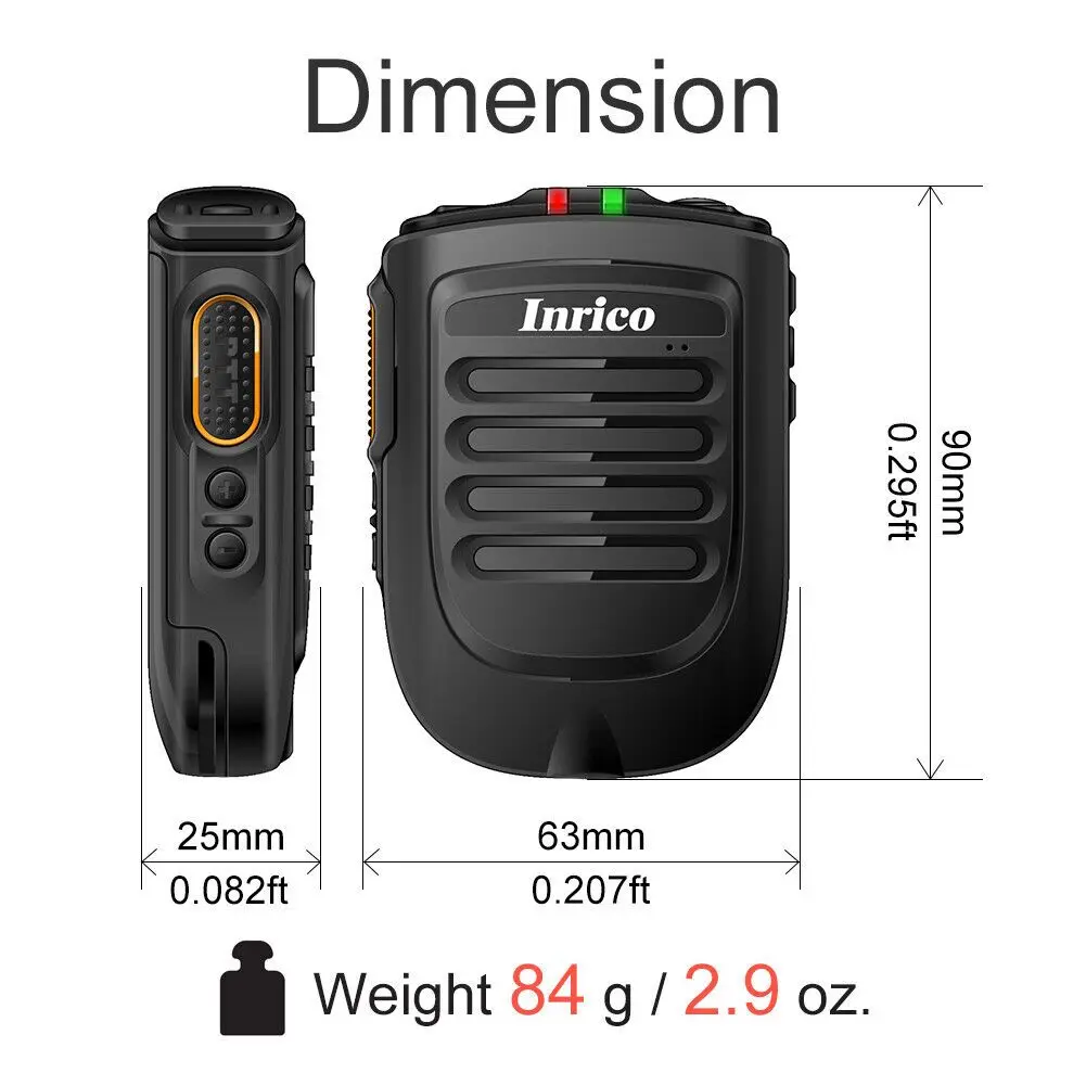 Беспроводной микрофон Inrico B01 для F22 4G-W2PLUS T320 3G/4G радио REALPTT ZELLO с поддержкой беспроводного ручного микрофона