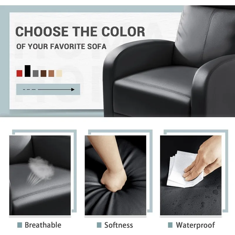 Recliner Chair, Recliner Sofa PU Leather for Adults, Recliners Home Theater Seating with Lumbar Support, Reclining Sofa Chair