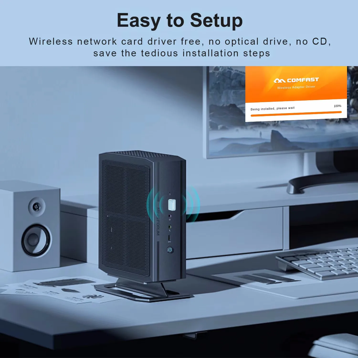 Comfast 150 Мбит/с USB Wi-Fi-адаптер 2,4 ГГц Интернет-карта Диск бесплатно LAN Wi-Fi Приемник Ключ-антенна Para PC Win 7 8 10 11