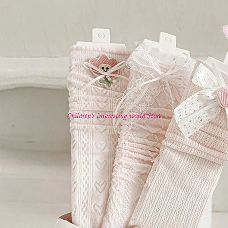 Bayi perempuan kaus panjang lutut dengan desain knot untuk balita dan bayi stoking kapas lembut & bernapas yang dapat 425F