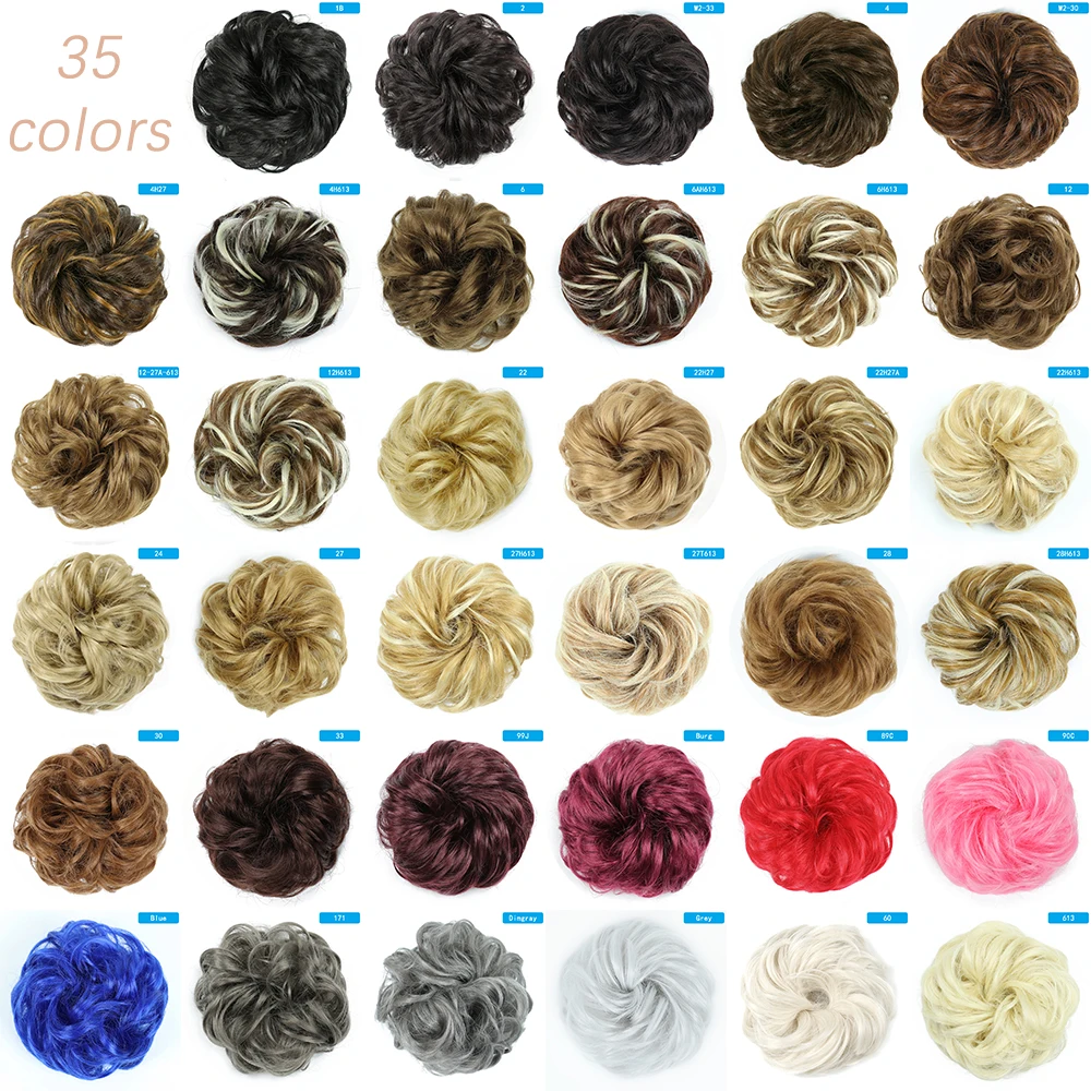 AZQUEEN Lộn Xộn Búi Tóc Tổng Hợp Thun Xoăn Sóng Chignon Scrunchies Tặng Updo Bộ Tóc Giả Dành Cho Nữ