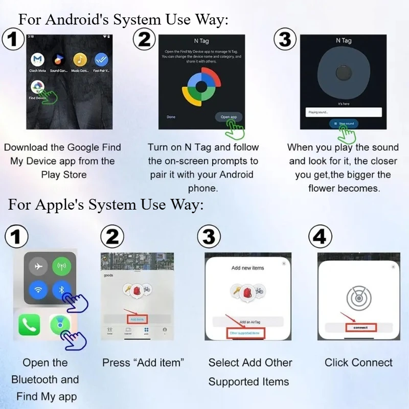 Умный Android-трекер, устройство против потери для Apple, для Google Find My, приложение, ключи от Blue-tooth, автомобильный локатор для велосипеда, искатель