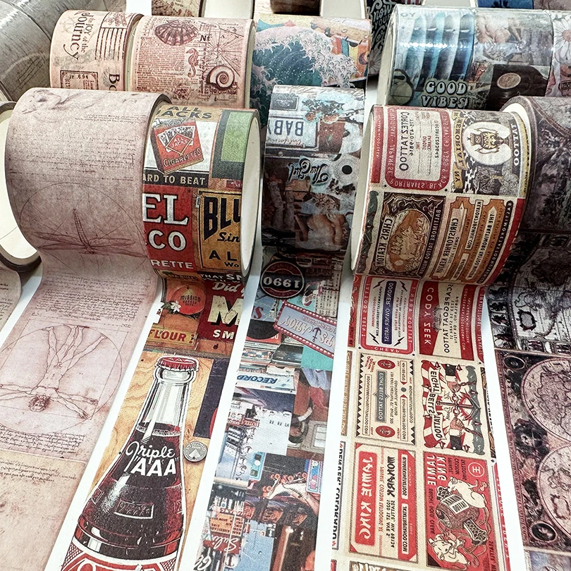 4Pcs Retro Washi Tapes Scrapbooking Map Decorative Adhesive Tape Stationery Basic Masking Tape Journal Supplies Washi Tape Set