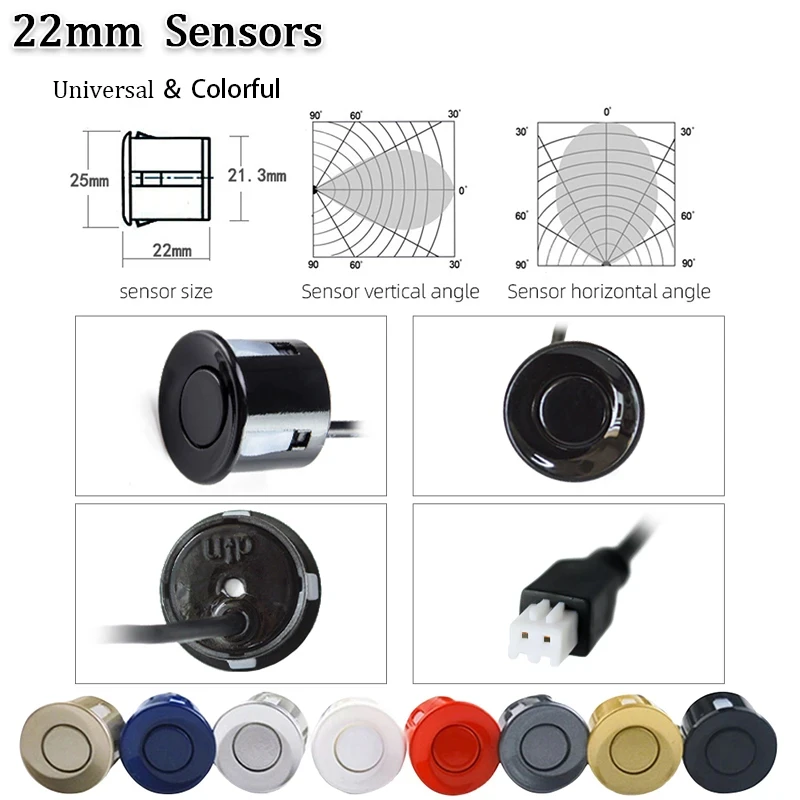 1 conjunto de 4 sensores campainha 22mm kit sensor estacionamento carro reverso backup radar som alerta indicador sistema sonda 12v frete grátis
