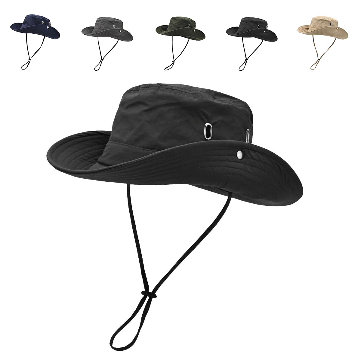 Sombreros de cubo con porosidad plateada para hombre, Material de secado rápido, gorras de pescadores, gorra informal para exteriores, sombrero protector solar para hombre, sombrero de aventura