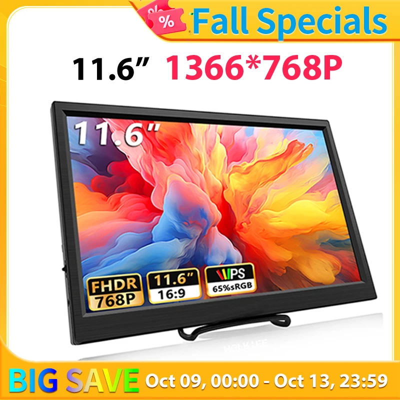 Monitor portátil de 11,6 pulgadas Compatible con HDMI, pantalla extendida para juegos de segunda pantalla, para Switch/PS4/Xbox/Raspberry Pi