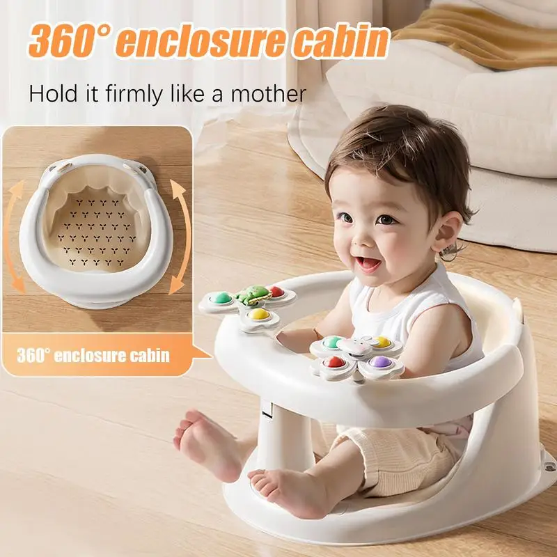 Baby Bath Seat Toddler Bathtub Chair Non-Slip Baby Bath Seat for 1-3 Years Old with Spin Toys for Play and Relaxation for Indoor