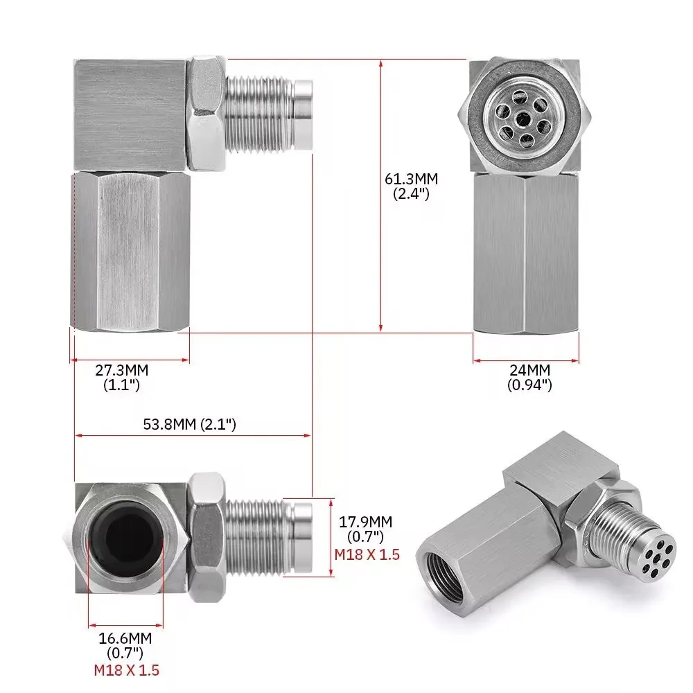 Catalisador de escape sensor de oxigênio traseiro espaçador 90 graus mini catalisador lambda o2 adaptador cel fix, m18 * 1.5 universal frete grátis