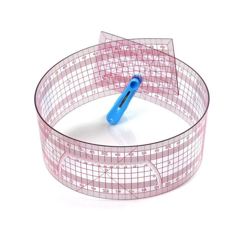 Regla de plástico de doble escala de 50 cm/19,68 pulgadas y 5 cm/2 pulgadas, herramienta de medición Flexible para coser y manualidades