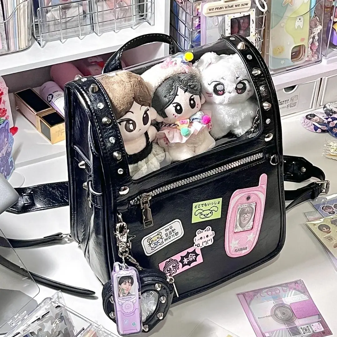 Mochila Y2K Laser Ita, bolso de hombro japonés Harajuku, bolso de exhibición Punk gótico para ir al trabajo, bolsas transparentes de gran capacidad