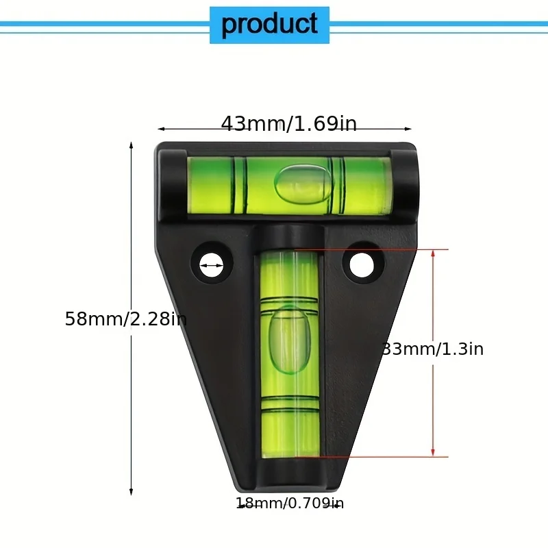 Nivel triangular de burbuja Horizontal, nivel de burbuja Circular verde Bullseye, alcance tipo T, Kit de medición de burbujas de espíritu de precisión