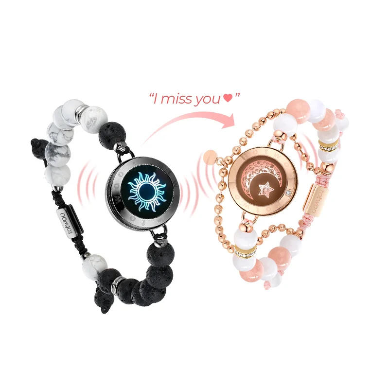 Totwoo touch pulseiras inteligentes com contas para casal, joias emocionais bluetooth, presente para namorada, namorado, aniversário