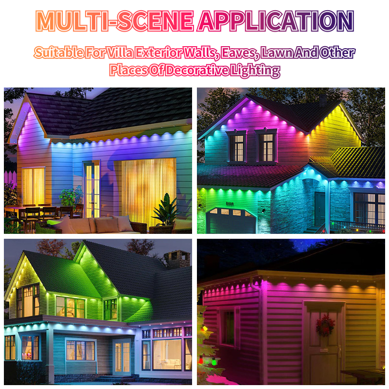 15M/90M RGB Traufe LED Lichter Permanent Außen Lichter Bluetooth APP Kit Full House Traufe Licht string Weihnachten Hochzeit Beleuchtung