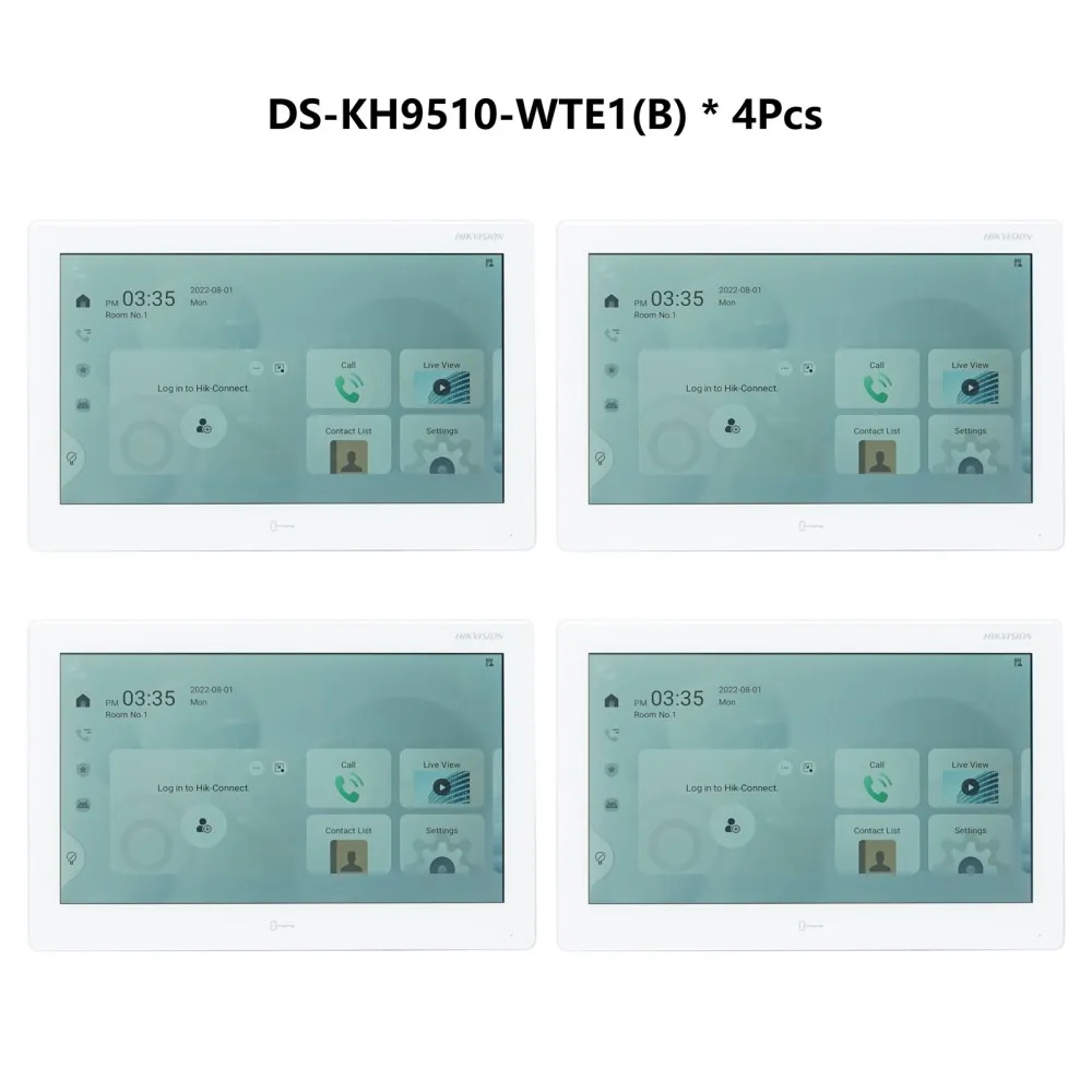1 Stück – 4 Stück HIKVISION 10 Zoll DS-KH9510-WTE1(B) Innenmonitor, 802.3af POE, App Hik-Connect, WLAN, Video-Gegensprechanlage