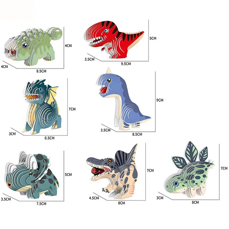 Creative Dinosaur 3D Paper Puzzle Craft Tyrannosaurus Rex Cardboard Models DIY Kit Collectible Display Models Gifts Children Toy