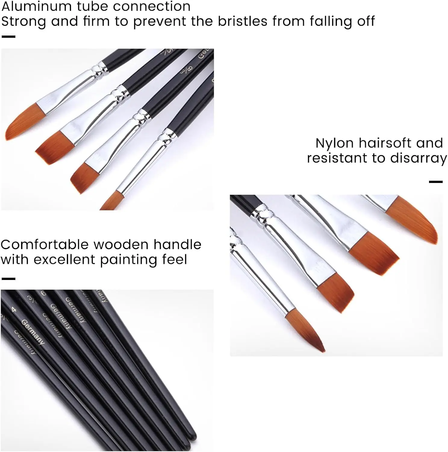18 Pcs Professional Watercolor Paint Brushes for Artists Different Sizes with Flat Round Pointed Soft Nylon Hair Brushes