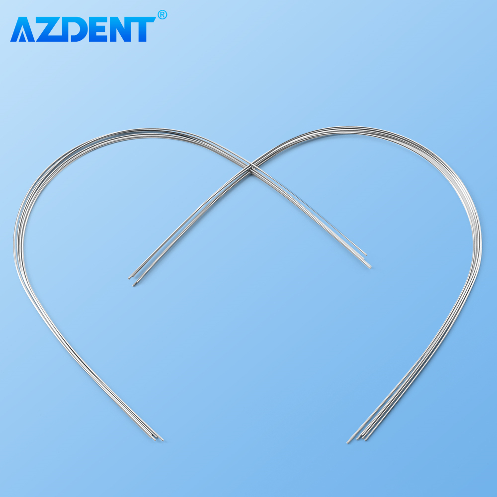 AZDENT 10 パック歯科矯正アーチワイヤー超弾性 Niti ニッケルチタンラウンド長方形アーチワイヤー自然フォーム