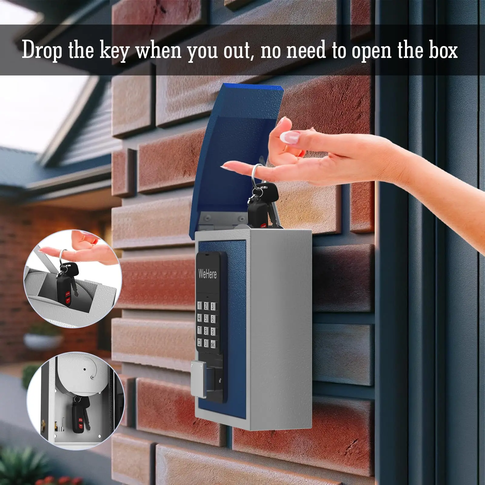 Caixa de bloqueio de chave de controle remoto com senha, montagem na parede com slot para chave, caixa de armazenamento de chave inteligente, seguro otp/app bluetooth/desbloqueio de código
