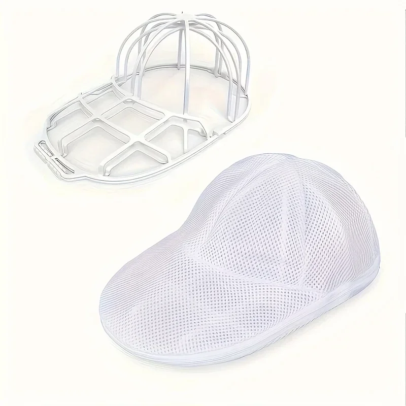 Gabbia per pulire i cappelli per lavatrice, pulitore per cappelli con sacchetto a rete, detergente per cappelli per berretto da baseball