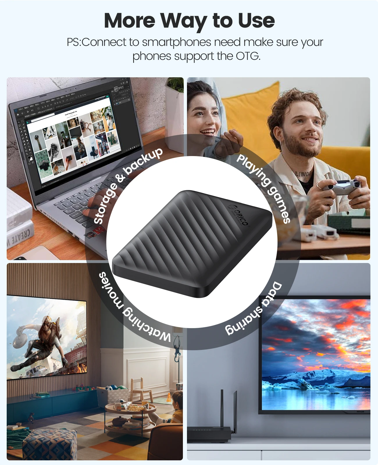 ORICO USB3.0 5Gbps caja de disco duro 2,5 pulgadas SATA a Micro B HDD SSD funda compatible con suspensión automática para PC portátil Notebook HDD
