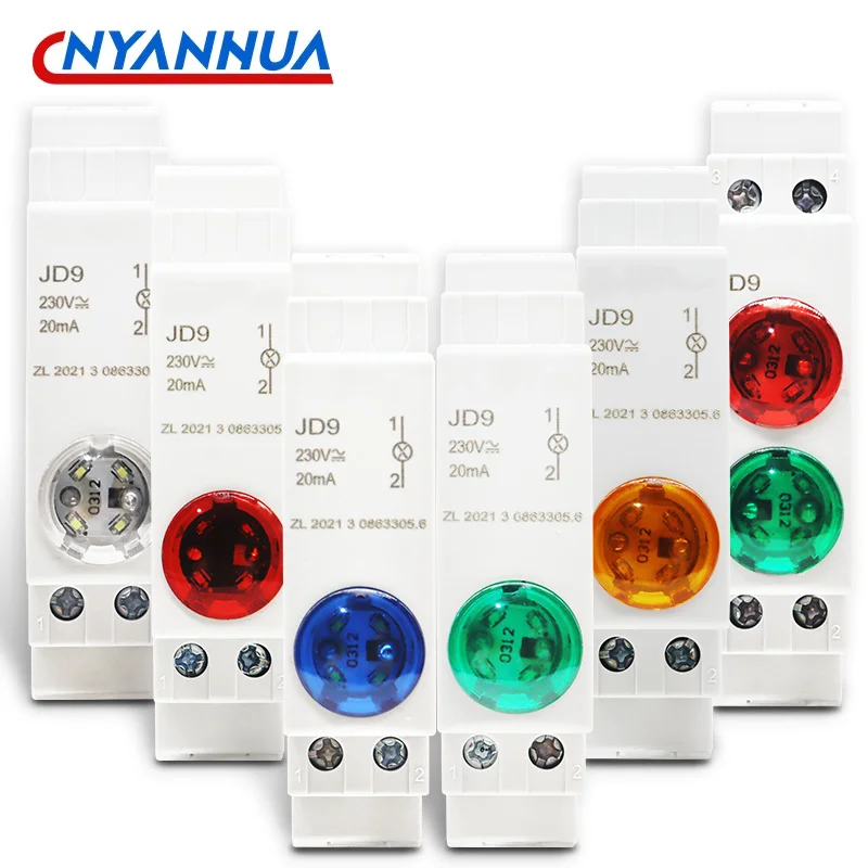Din Rail Mount LED Signal Lamp Series AC/DC 24V 220V Indicating Indication Pilot Lights JD9