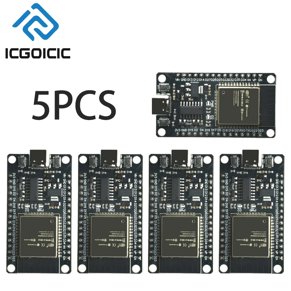 1-10 pces esp32 placa de desenvolvimento TYPE-C usb ch340c wifi + bluetooth ultra-baixo consumo de energia duplo núcleo ESP32-DevKitC32 ESP-WROOM