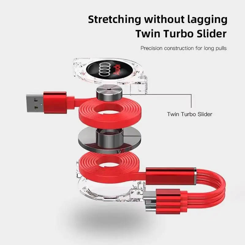 3-в-1 кабель для зарядки Micro USB Type C, мультизарядное устройство для Audi Sline A4 TT A6 A3 A8 Q3 Q5 Q7 Q8 A5 A6 C7 Q5 B9 B7 Автомобильные аксессуары