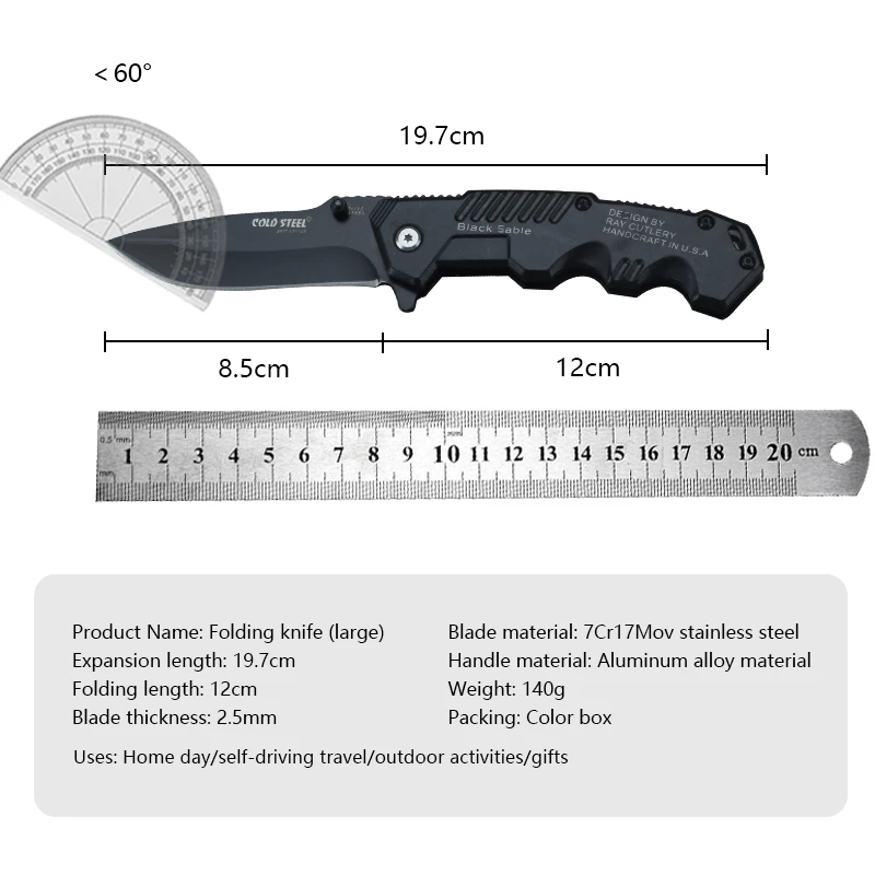 Mini cuchillo plegable de acero inoxidable para exteriores, cuchillo plegable de defensa de alta dureza, cuchillo de supervivencia para acampar, multiusos