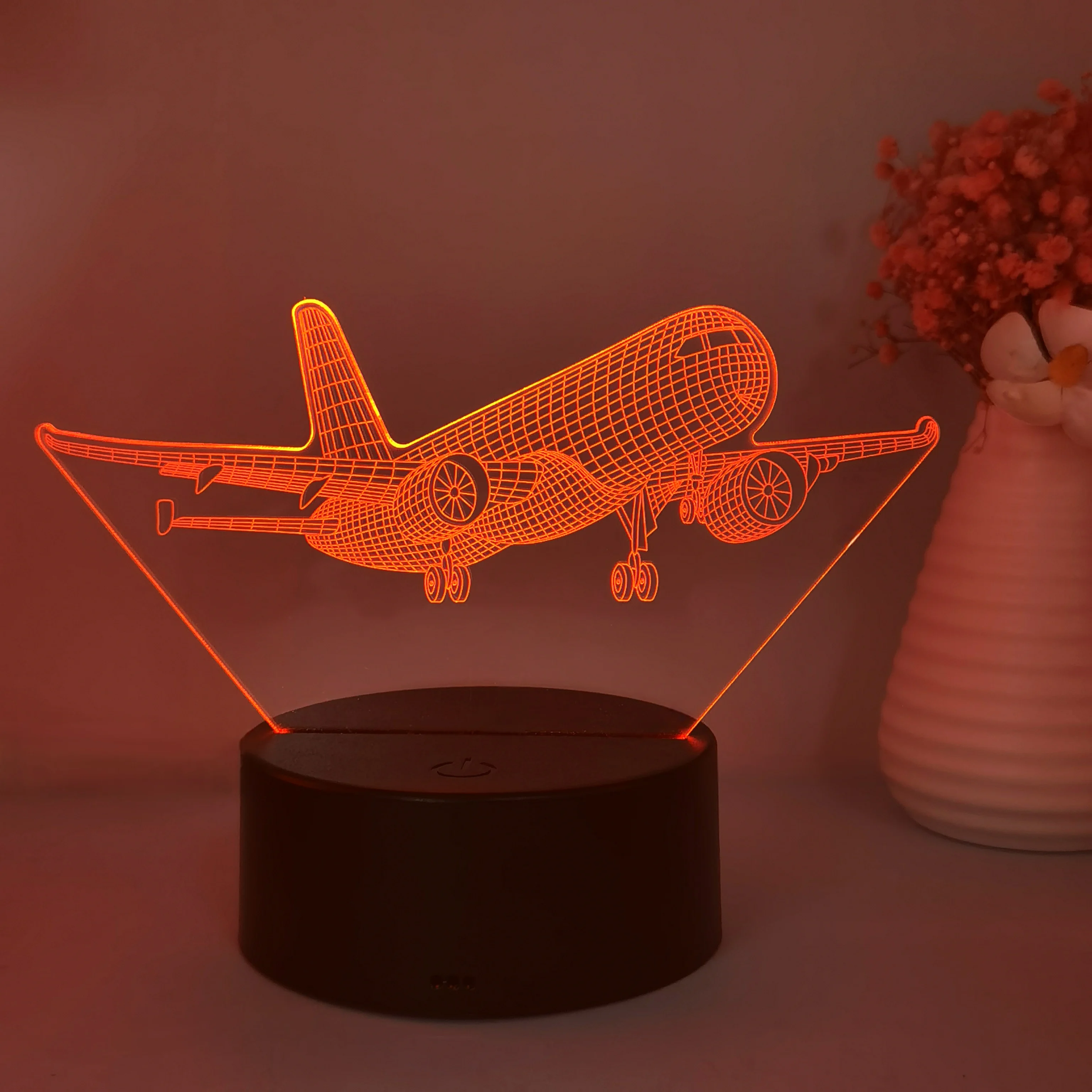 1 szt. Lampka nocna 3D do modelu samolotu, interfejs USB, kolekcja prezentów dla entuzjastów lotu, świąteczne lampki dekoracyjne.