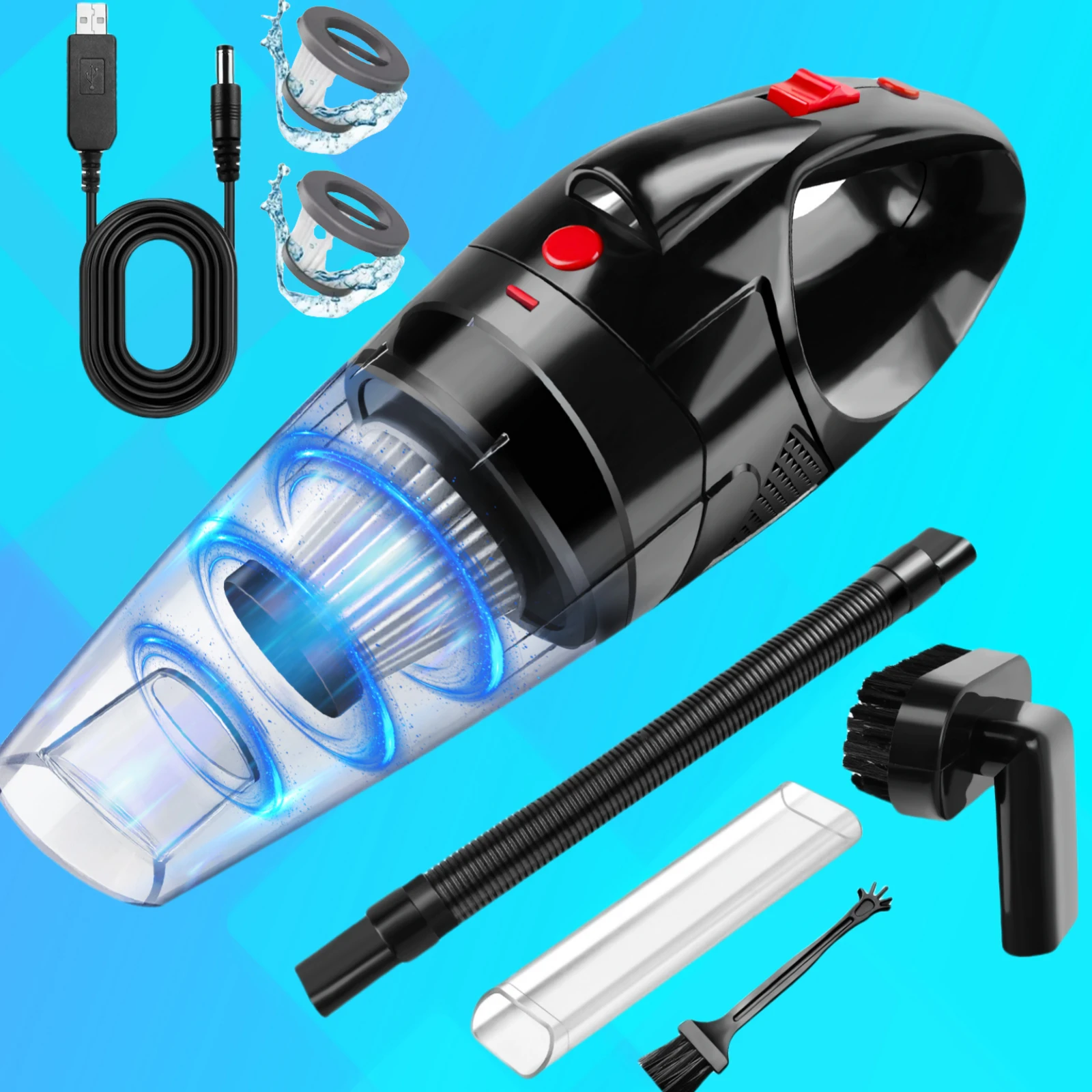 Home Mattress 3 in 1 Handheld Cordless Vacuum Cleaner, Powerful Suction for Car Pet Hair Cleaning, Rechargeable with LED Light