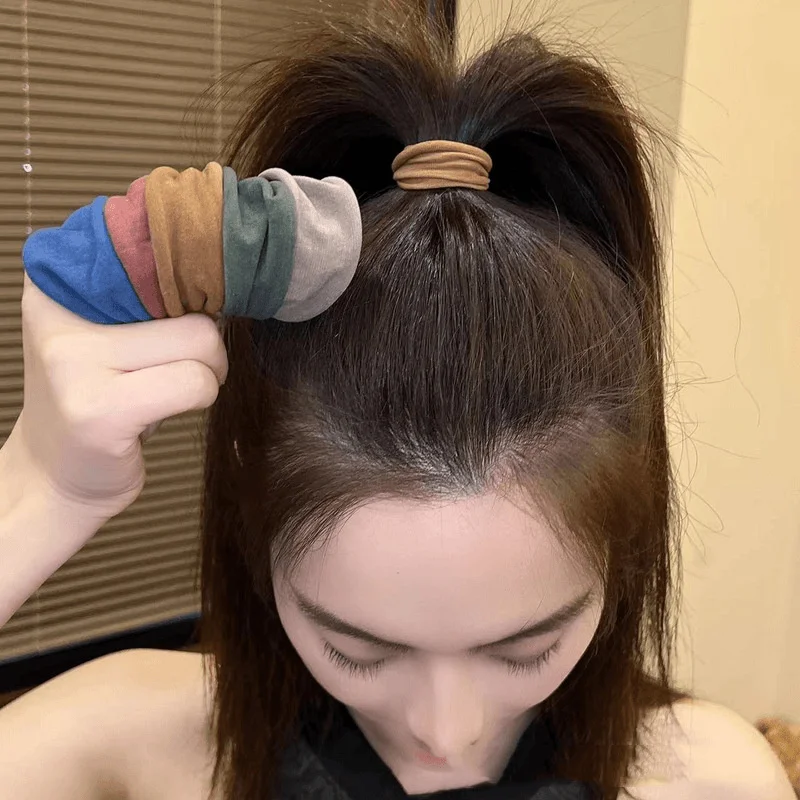 4 conjunto sólido ampliar engrossar faixa de cabelo cordas feminino rabo de cavalo titular laço de cabelo scrunchies borracha coreia moda acessórios para o cabelo