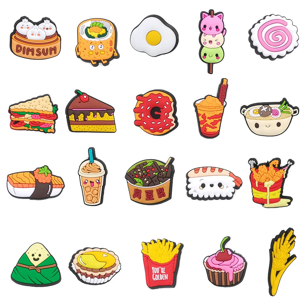 Nuevas llegadas, venta de abalorios para zapatos de comida para accesorios Crocs, pulsera DIY, decoración, hebilla, zapato, regalos de fiesta para niños y adultos