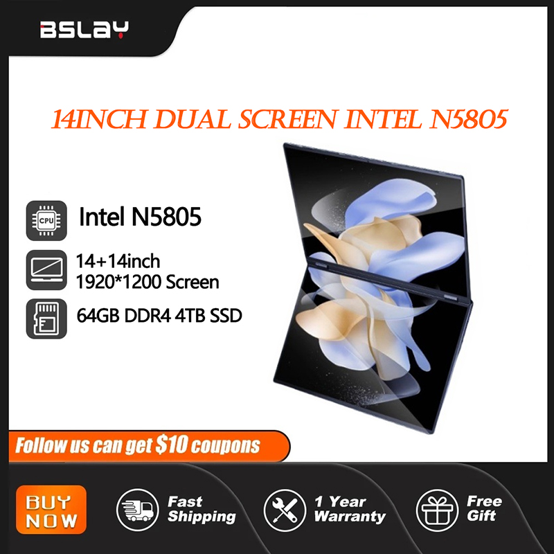 Ноутбук 14-дюймовый двойной сенсорный экран Intel Celeron N5805, 8 ГБ ОЗУ, 2 ТБ SSD, камера высокой четкости 4700 мАч, портативная 1920*1200