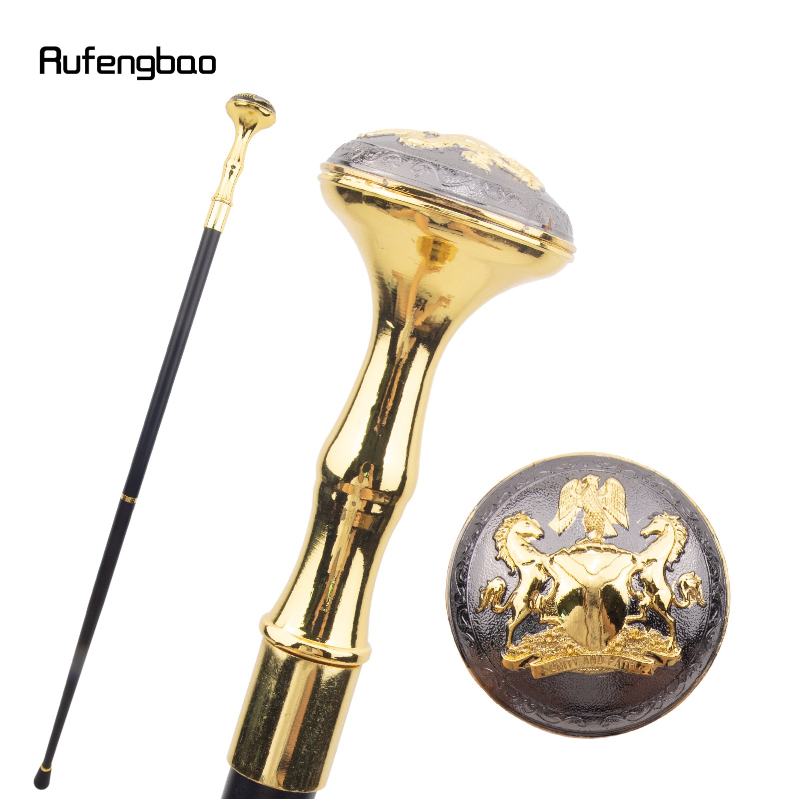 Ouro preto unidade e fé totem alívio bengala moda bengala cavalheiro crosier botão bengala 94cm