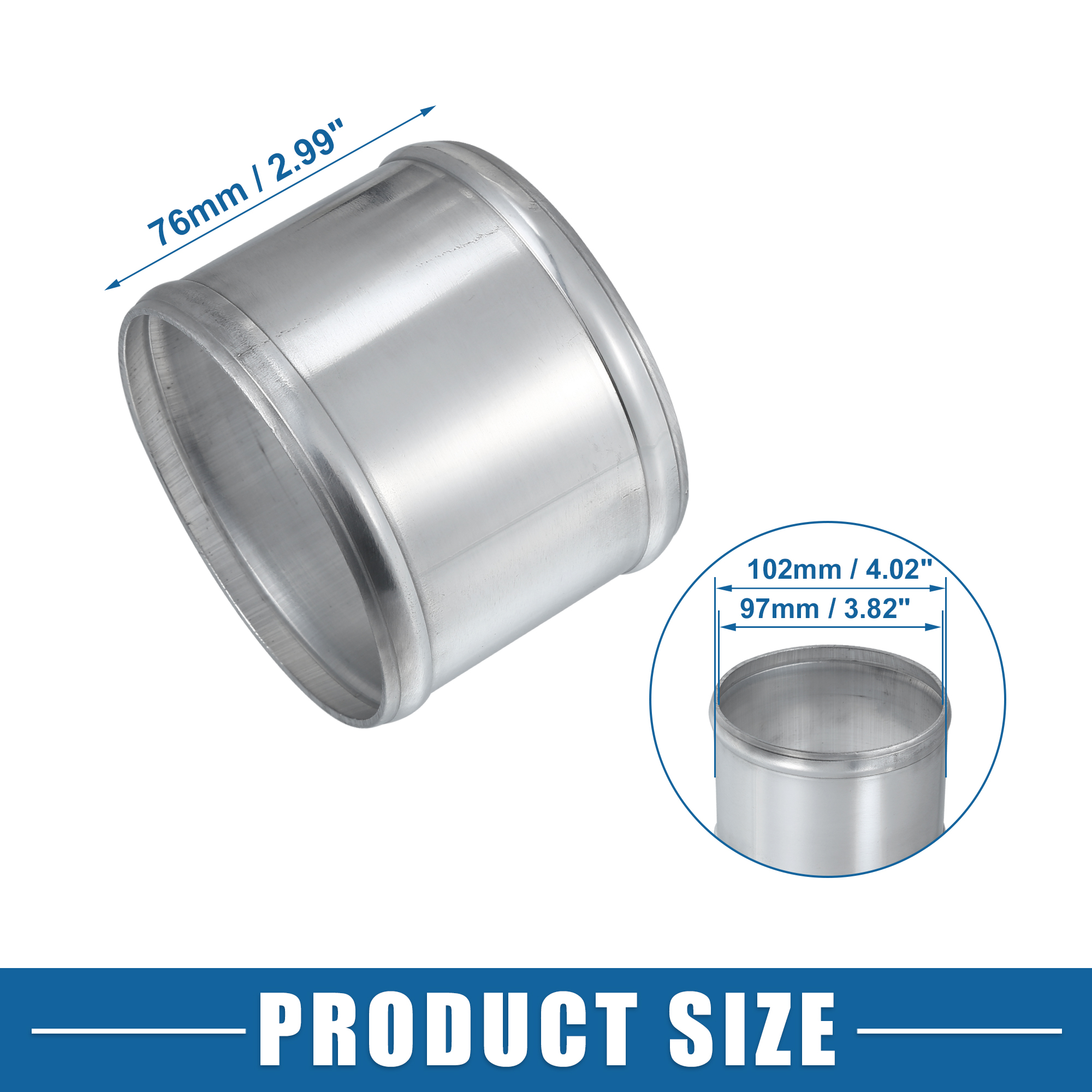 UXCELL 27 ミリメートル-97 ミリメートル ID 32 ミリメートル-102 ミリメートル外径カーアダプタージョイナーパイプユニバーサル 76 ミリメートル長コネクタチューブアダプターアルミ合金