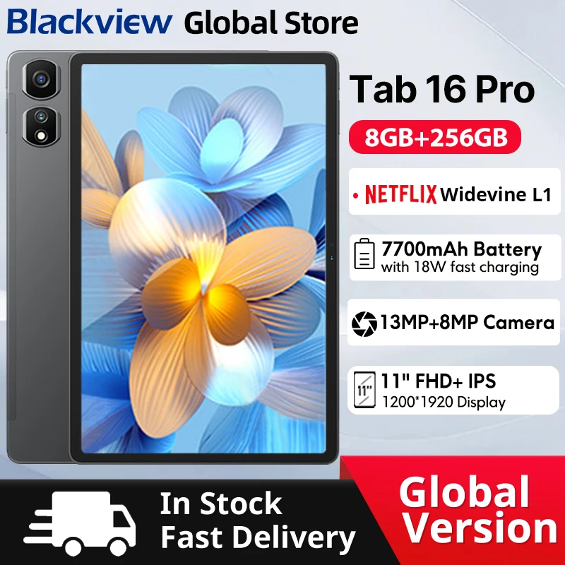 【Estreia mundial】2024 Blackview Tab 16 Pro Tablet 8 GB + 256 GB 11'' FHD + Display Android 14 Widevine L1 7700 mAh Bateria Pad