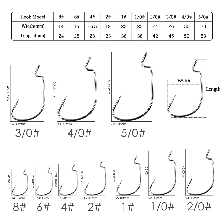 10 Cái/hộp Lưỡi Câu Bù Đắp 8 # - 5/0 # Móc Câu Cho Mềm Mồi Trùn Fishhook Crankbait Câu Cá phụ Kiện Pesca Móc