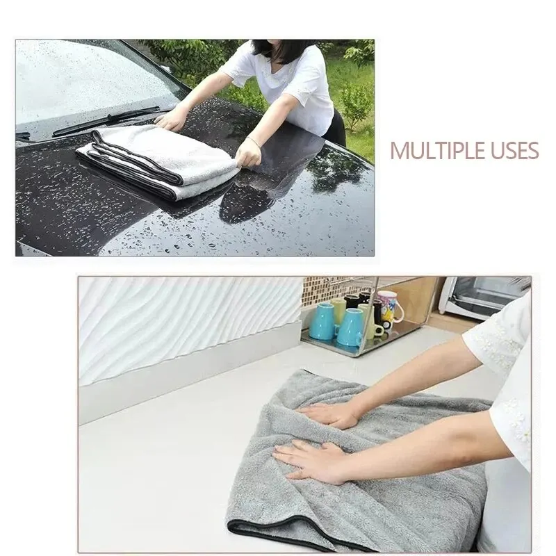 Toalla de microfibra de 75x35cm, paño para lavado de coches, limpieza automática, cuidado de puertas y ventanas, paño seco grueso y fuerte absorción de agua para detalles de coches