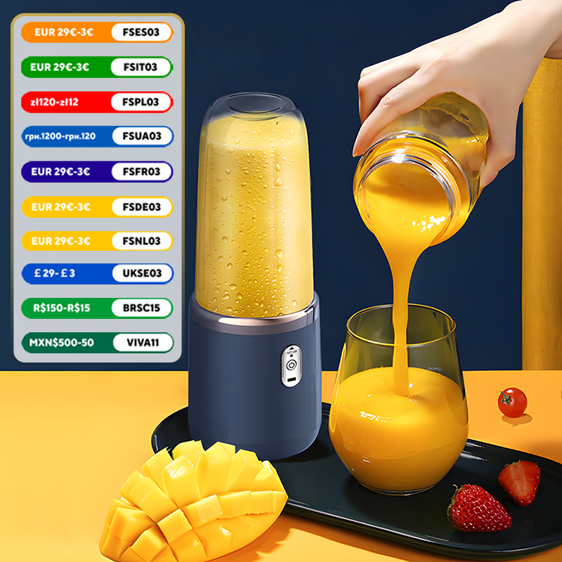 Tragbare Mixer-Flasche, elektrisch, 6 Klingen, Multifunktions-Saftmixer, Frischsaft, Smoothie-Mixer, Eis-CrushCup, Küchenmaschine