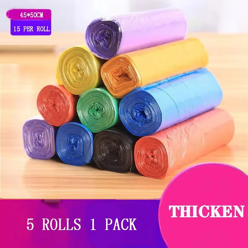 5 rolos/pacote múltiplas cores portátil simples saco de lixo lixo pode forros para banheiro quarto escritório toalete