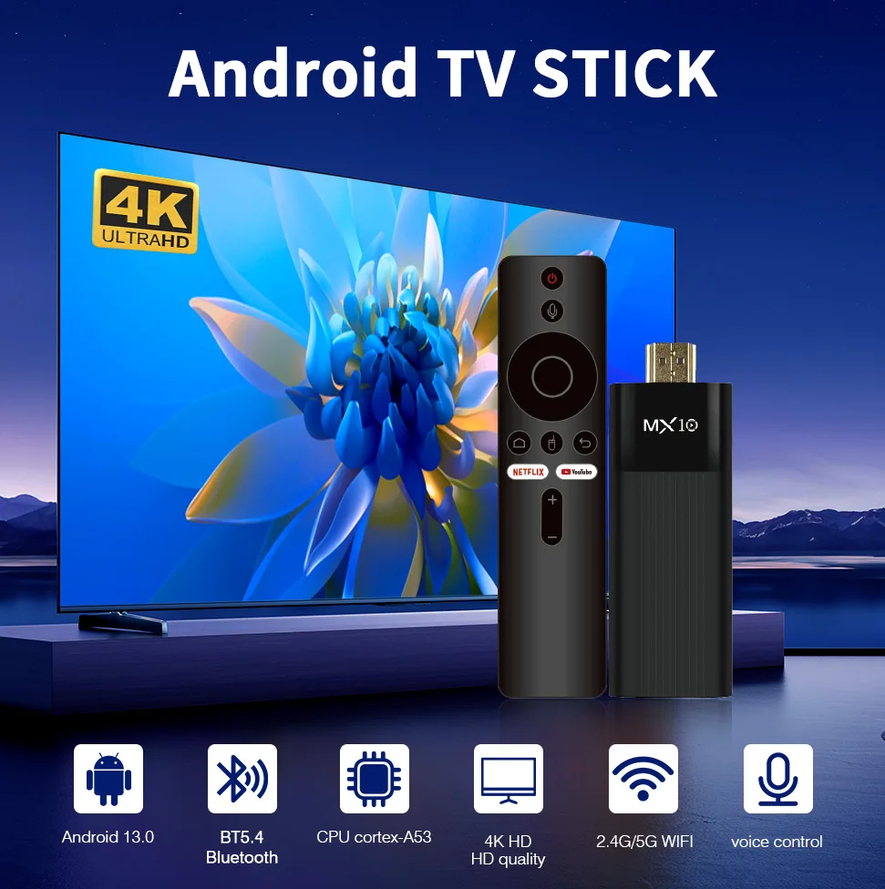 4K MX10 F3 PRO TV スティック 4k Fire TV スティック TV リモコン Android TV スティック クアッドコア Firestick 4k