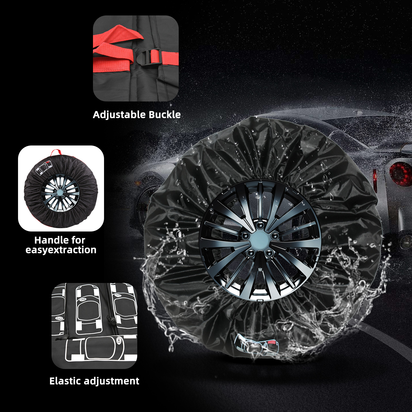 4 pçs/lote capa de pneu sobressalente do carro sacos de armazenamento de pneus da roda automática capa protetora à prova de poeira estilo do carro acessórios do pneu do veículo