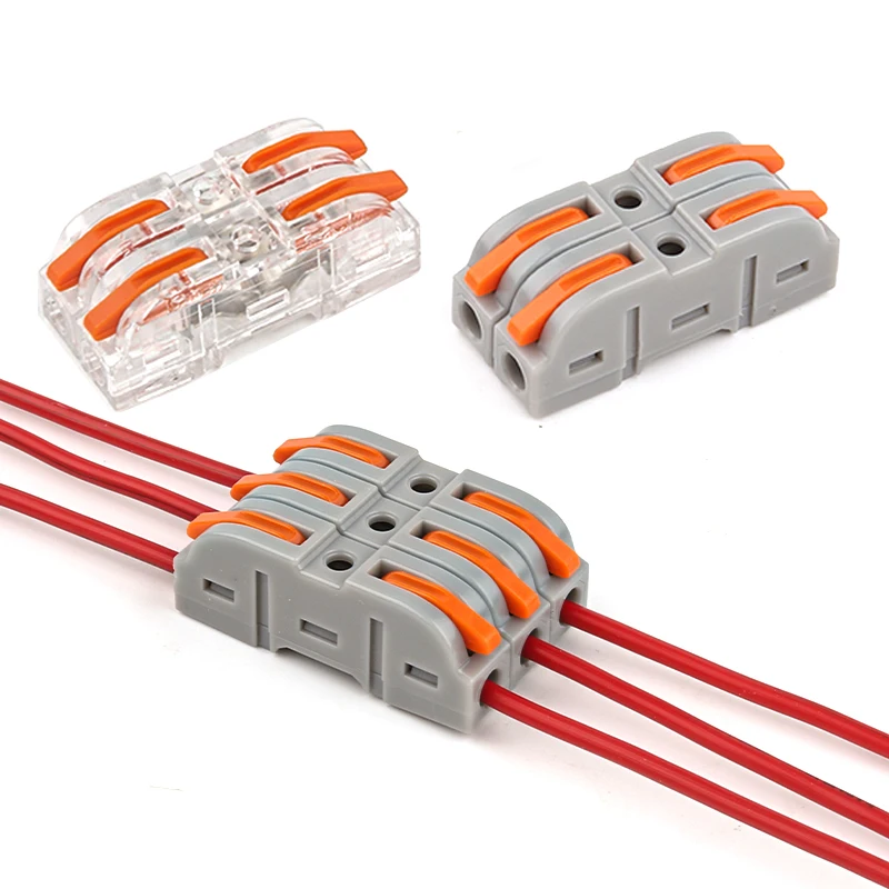 Conector de fiação de alavanca, emenda compacta rápida, conector elétrico, terminal de extremidade 1 a 1, conector de fio em linha, conexão 28-12 awg
