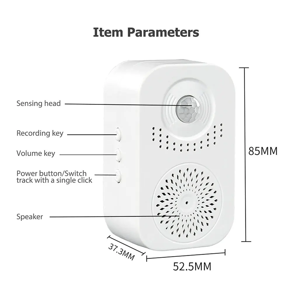 ML56 Infrared Induction Voice Reminder Sound Speaker Anti-theft Entrance Welcome Greeting Voice Prompter Record Smart Home