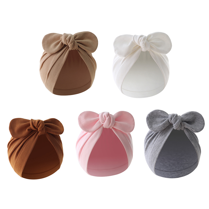 Gorro turbante de algodón puro para bebé, Bandana elástica para recién nacido, diadema, gorro con lazo grande, sombrero indio infantil, accesorios para el cabello para niños