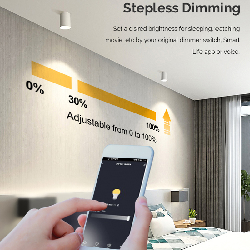 Módulo de interruptor de atenuación inteligente Wifi, Control por aplicación remota Tuya/Smartlife, bidireccional, Compatible con Alexa, Google Home, Control por voz