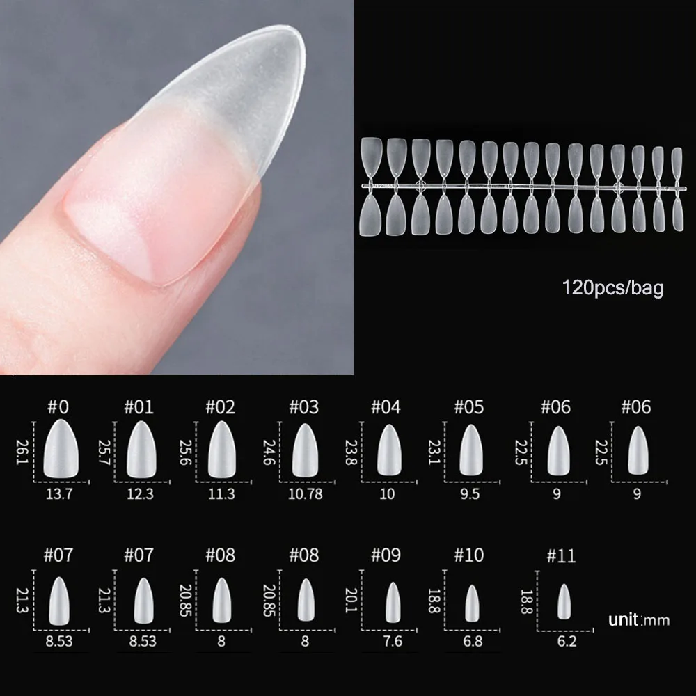 120 unids/bolsa mate prensa en puntas de uñas cubierta completa suave uñas postizas ovaladas almendra esculpida uñas postizas
